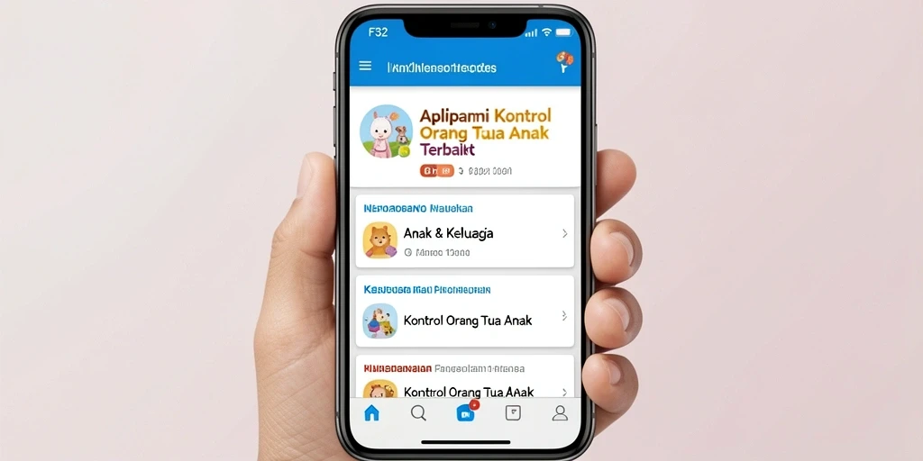 Tampilan antarmuka aplikasi F32 untuk kontrol orang tua yang mudah digunakan.