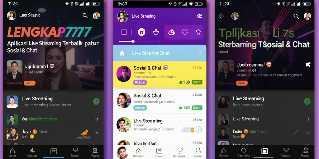 Antarmuka pengguna LENGKAP777 saat melakukan Live Streaming.