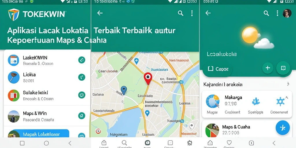 Antarmuka TOKEKWIN menampilkan peta dengan akurat dan fitur lacak lokasi.