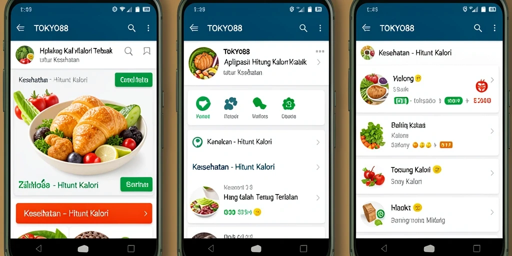 Tangkapan layar aplikasi TOKYO88 menampilkan fitur Hitung Kalori yang interaktif.
