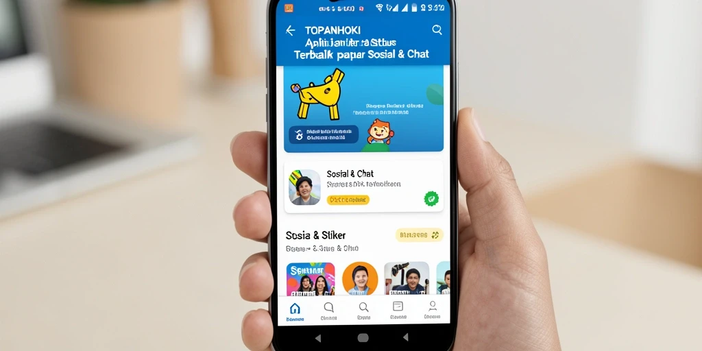 Antarmuka TOPANHOKI dengan stiker menarik dan status terbaru.