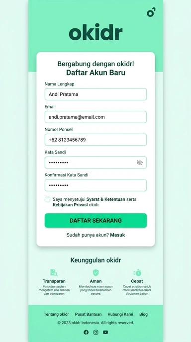 Cara Mudah Registrasi Akun Okidr di Android